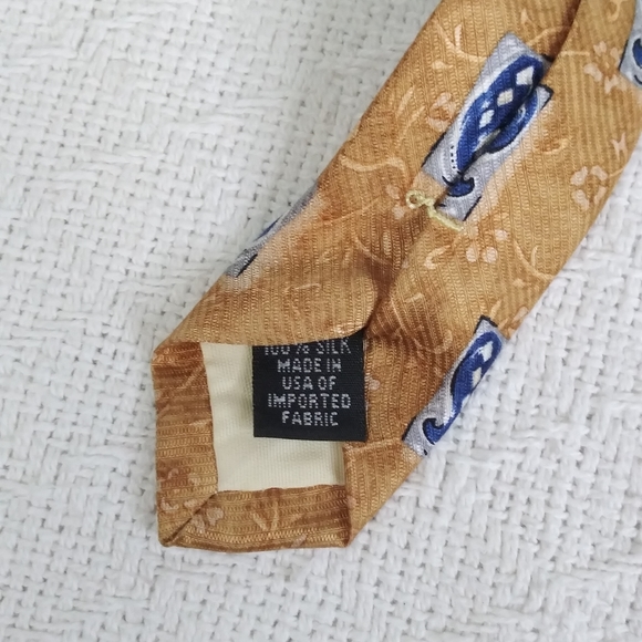 Jos. A. Bank Blue Paisley Golden Floral Neck Tie - Picture 4 of 4